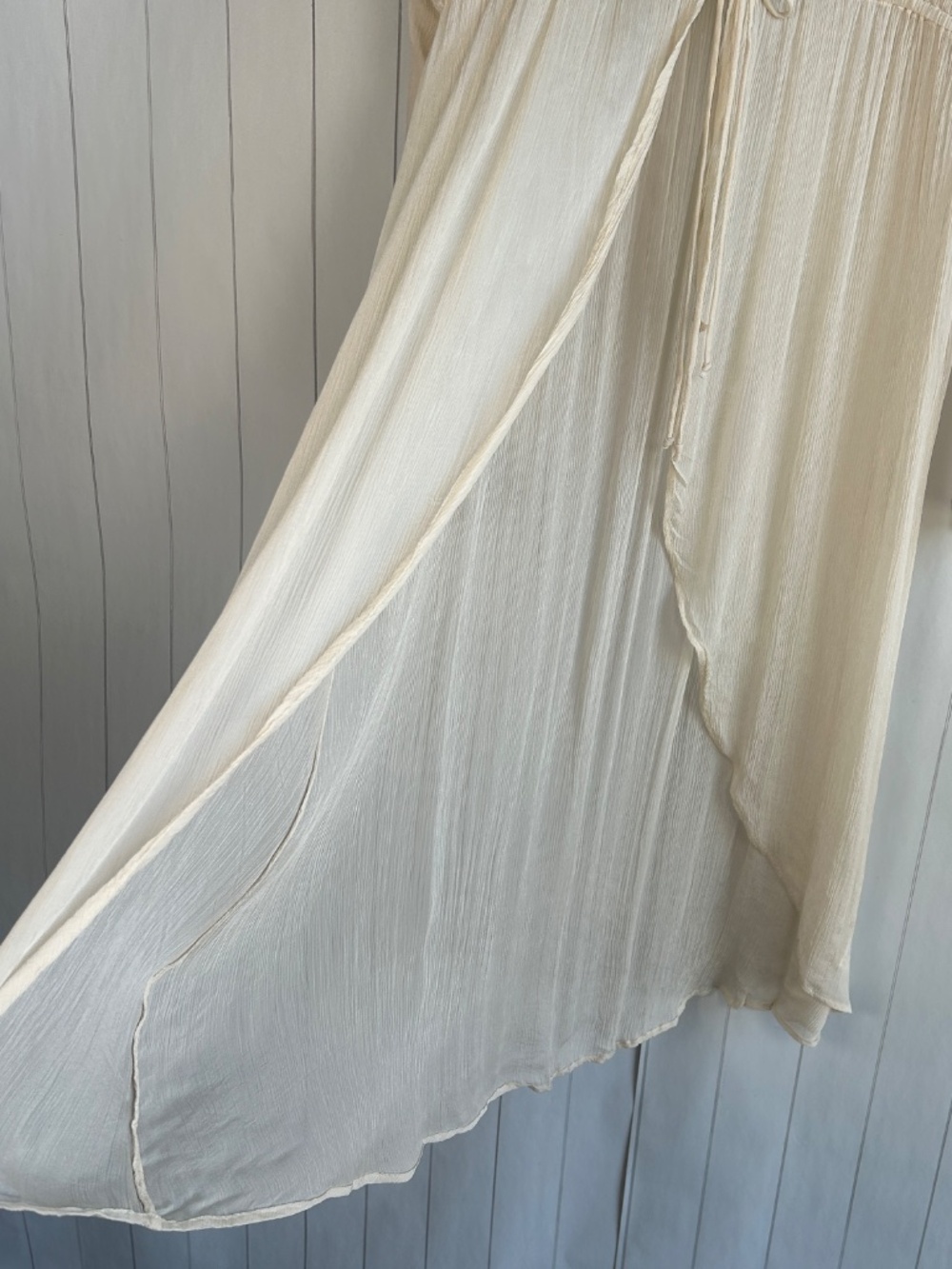 By Anthropologie size L duster kimono ruffle long sleeve boho beige western NEW - Picture 6 of 13